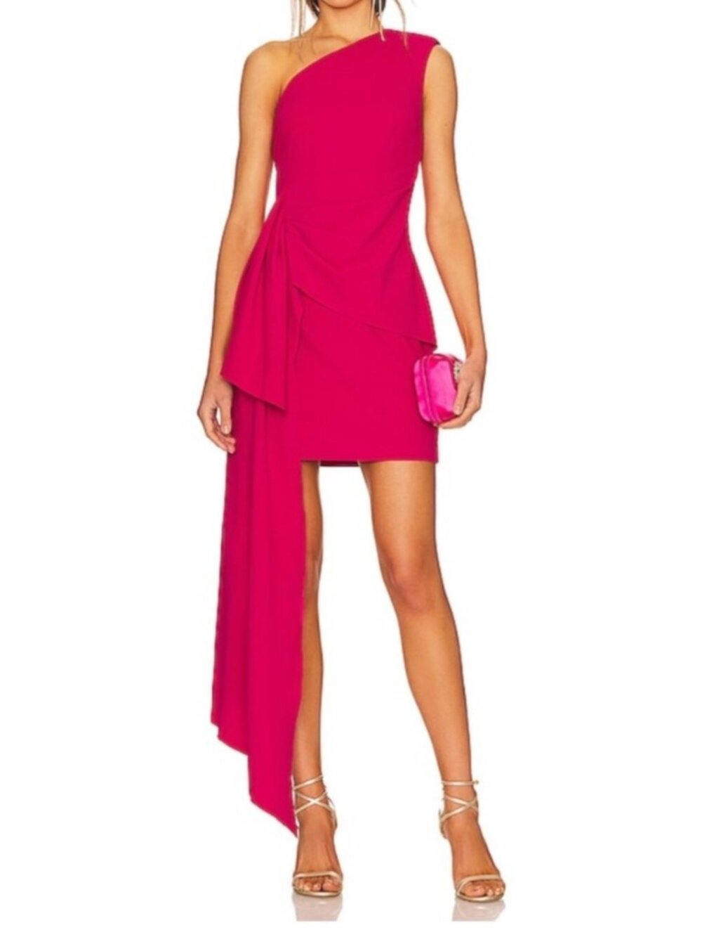 Elliat Women's Sz Small Caicos Mini Dress One-Shoulder Draped Asymmetrical